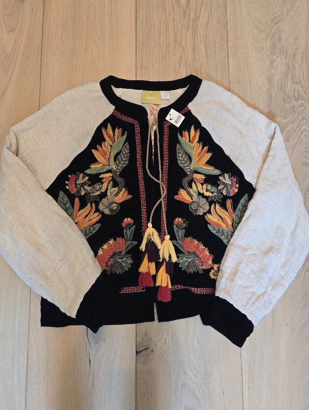Maeve Embroidered San Telmo Black & Cream Jacket
